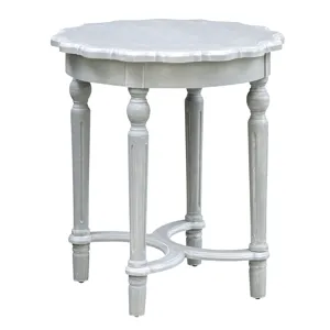 Pembroke Turned Leg Chalk Grey Scalloped Accent Table