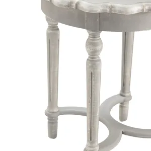 Pembroke Turned Leg Chalk Grey Scalloped Accent Table Silo