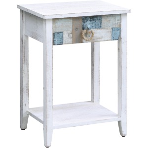 South Shore Multi Color Nautical Patchwork 1 Drawer Accent Table