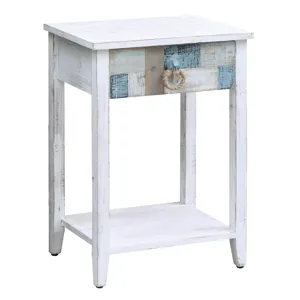 South Shore Multi Color Nautical Patchwork 1 Drawer Accent Table