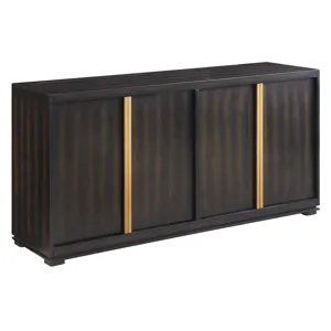 Empire 4 Door Sideboard With Burnished Brass Hardware In Rich Jacobean Finish