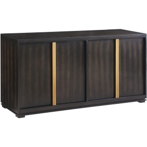 Empire 4 Door Sideboard With Burnished Brass Hardware In Rich Jacobean Finish