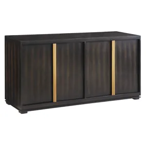 Empire 4 Door Sideboard With Burnished Brass Hardware In Rich Jacobean Finish