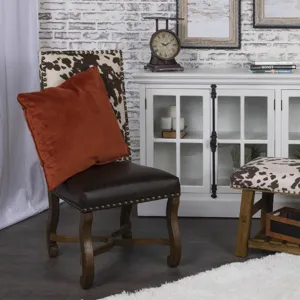 Mesquite Ranch Leather And Faux Cowhide Side Chair