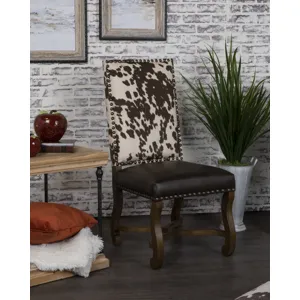 Mesquite Ranch Leather And Faux Cowhide Side Chair