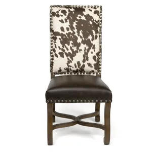 Mesquite Ranch Leather And Faux Cowhide Side Chair