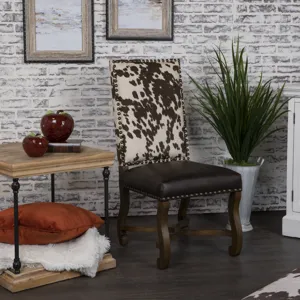 Mesquite Ranch Leather And Faux Cowhide Side Chair