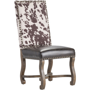 Mesquite Ranch Leather And Faux Cowhide Side Chair