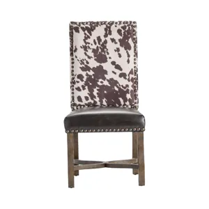 Mesquite Ranch Leather And Faux Cowhide Side Chair
