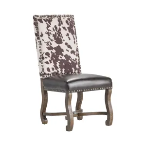 Mesquite Ranch Leather And Faux Cowhide Side Chair