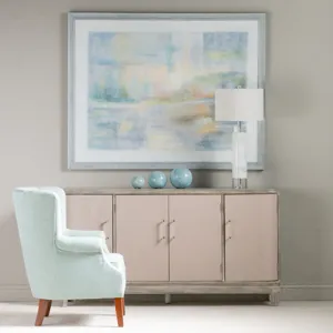 Marshall 4 Linen Door Acrylic Hardware Grey Wash Sideboard