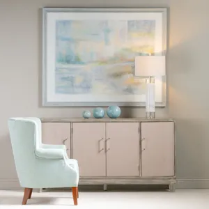 Marshall 4 Linen Door Acrylic Hardware Grey Wash Sideboard