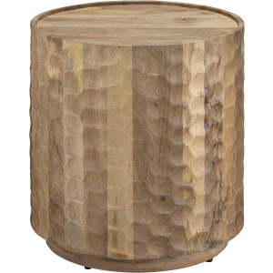 22 In. Round Brown Solid Wood Grain Accent End Table