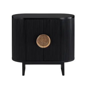 Black Wooden Two Door Accent Cabinet With Sleek Storage