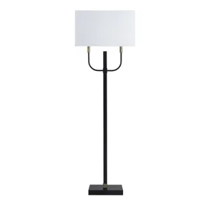 Black And Gold Metal Floor Lamp With Linen Shade