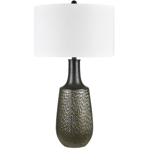 Ceramic Table Lamp With White Linen Shade