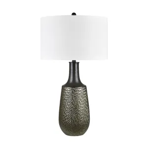 Ceramic Table Lamp With White Linen Shade