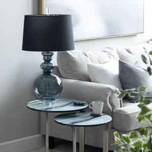 Glass Table Lamp With Linen Shade