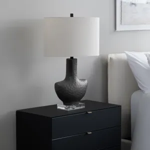 Ceramic & Crystal Table Lamp With Linen Shade