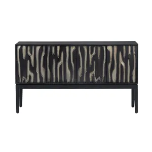 Smooth Black And Tan 4-door Media Credenza/sideboard