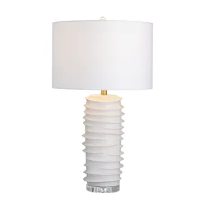 Set Of 2 White Ceramic Table Lamp With Shade