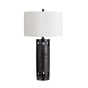 Set Of 2 Metal & Resin Table Lamp With Nightlight And Linen Shade
