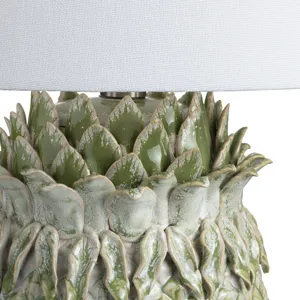 Green Glazed Pineapple Lamp With Tapered Shade