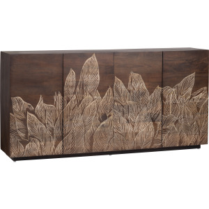 Rich Brown With Bana Leaves 4-door Media Credenza/sideboard