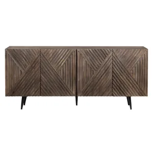 Solid Wood & Metal 4-door Media Credenza/sideboard
