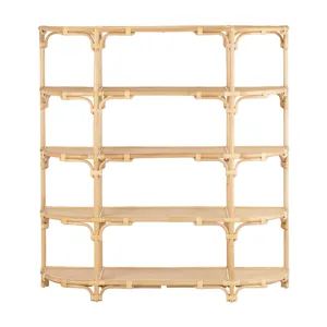 63.25 In. Tan Raffia 4 Shelf Etagere/bookcase