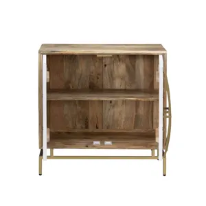 34 In. Brown Solid Wood 2 Door Accent Cabinet