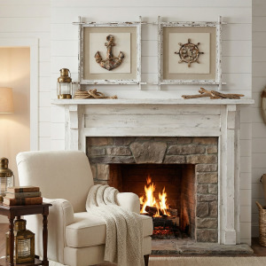 Maritime Duo 2-piece Nautical Anchor & Helm Framed Wall Art Set