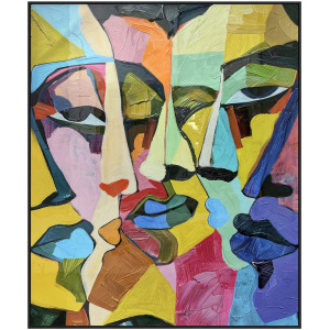 Tatko Vibrant Abstract Faces Framed Canvas Wall Art