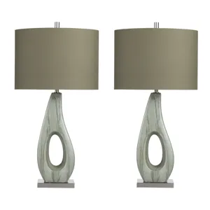 Set Of 2 Ceramic Table Lamp With Linen Shade