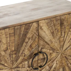 Warm Brown Solid Wood & Metal 4-door Media Credenza/sideboard