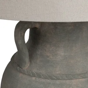 Antiqued Ceramic Jug Lamp With Linen Shade