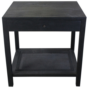 Square Espresso Brown Solid Wood And Cane Accent/end Table