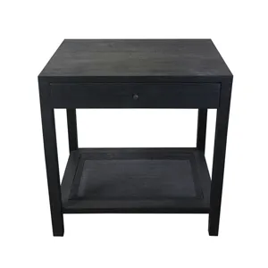 Square Espresso Brown Solid Wood And Cane Accent/end Table