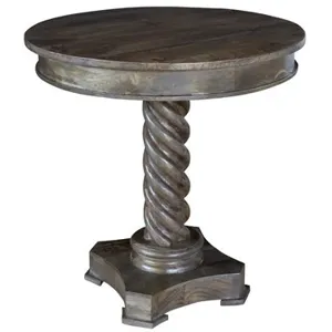 Bengal Manor Mango Wood Carved Rope Twist Accent Table