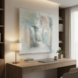 Muted Pastel Serenity Abstract Framed Canvas Art