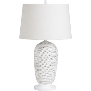 Set Of 2 White Rattan/bamboo Table Lamp With Linen Shade