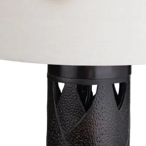 Set Of 2 Metal & Resin Table Lamp With Nightlight And Linen Shade
