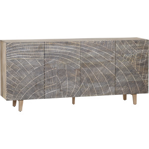 Solid Wood 4-door Media Credenza/sideboard