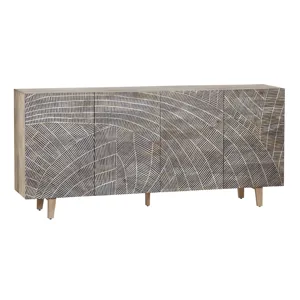 Solid Wood 4-door Media Credenza/sideboard