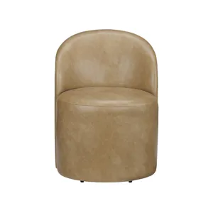 Set Of 2 Light Brown Vegan Leather Upholstered Dining Chairs
