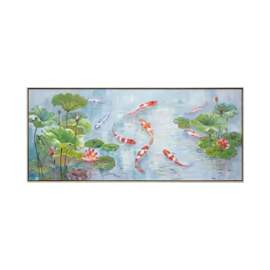 Koi Serenity Hand-painted Framed Canvas Wall Art