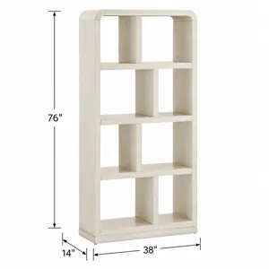 76 In. White Wooden Eight Shelf Etagere Bookcase