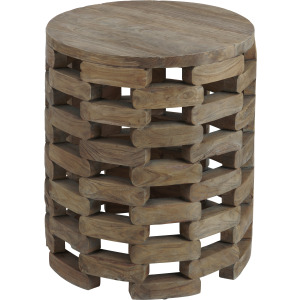 Round Brown Wood Accent End Table