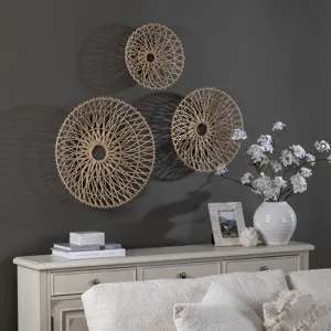 Sunburst 3-piece Boho Rattan Wall Decor Set