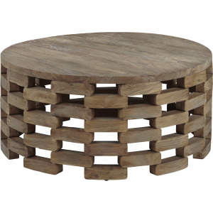 Brown Wood Round Cocktail Coffee Table